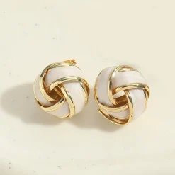 Λευκά Σκουλαρίκια Elegant από Ανοξείδωτο Ατσάλι 14K Επιχρυσωμένα 