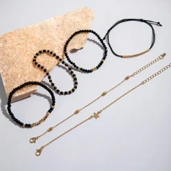 Set vrachionon mavro kai xryso me matia kai alisides gia elegant stil