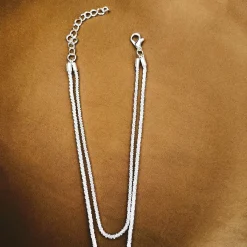 Λαμπερή Ασημένια Στρας Αλυσίδα Ποδιού (Anklet)