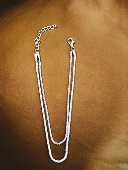 Λαμπερή Ασημένια Στρας Αλυσίδα Ποδιού (Anklet)