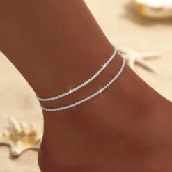 Λαμπερή Ασημένια Στρας Αλυσίδα Ποδιού (Anklet)