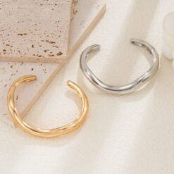 Σετ Βραχιόλια Bangle με Κυματιστό Σχέδιο σε χρυσό και ασημί