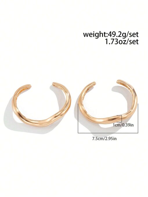 Σετ Βραχιόλια Bangle με Κυματιστό Σχέδιο σε χρυσό