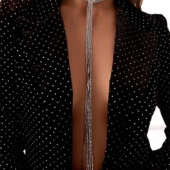 Στρας Τσόκερ με Μακριές Αλυσίδες & Body Chain - Γυναικείο Λαμπερό Κόσμημα
