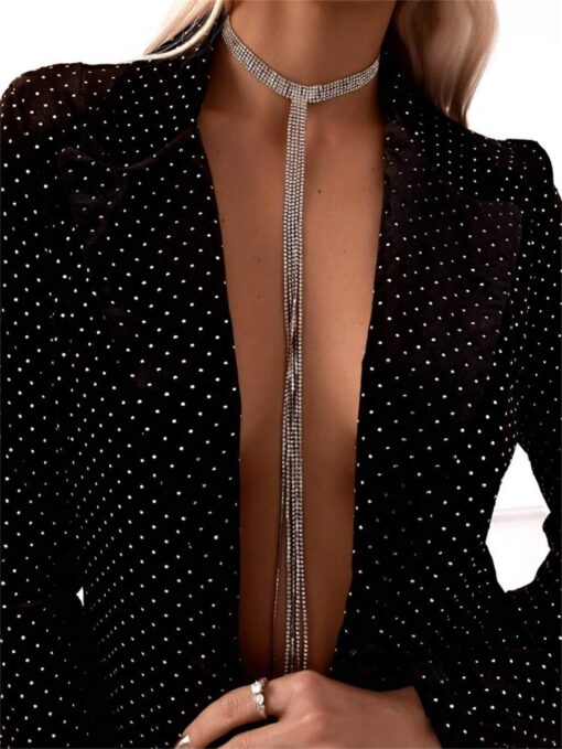 Στρας Τσόκερ με Μακριές Αλυσίδες & Body Chain - Γυναικείο Λαμπερό Κόσμημα