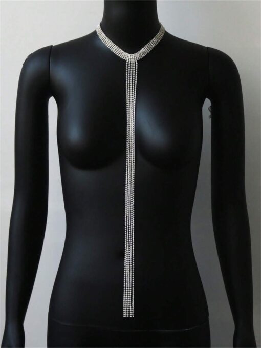 Στρας Τσόκερ με Μακριές Αλυσίδες & Body Chain - Γυναικείο Λαμπερό Κόσμημα
