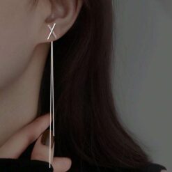 Σκουλαρίκια Κρεμαστά "X" με Ζιργκόν - Διαθέσιμα σε Ασημί και Χρυσό
