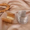 Μοντέρνο Βραχιόλι Χειροπέδα (Cuff) Πολλαπλών Λωρίδων - Χρυσό & Ασημένιο