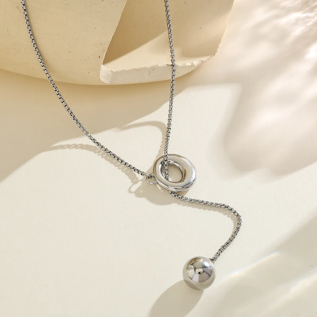 Δίχρωμο Κολιέ Τύπου Lariat από Ανοξείδωτο Ατσάλι