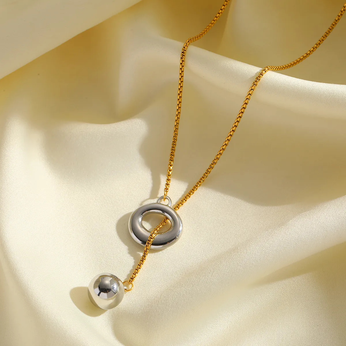 Δίχρωμο Κολιέ Τύπου Lariat από Ανοξείδωτο Ατσάλι