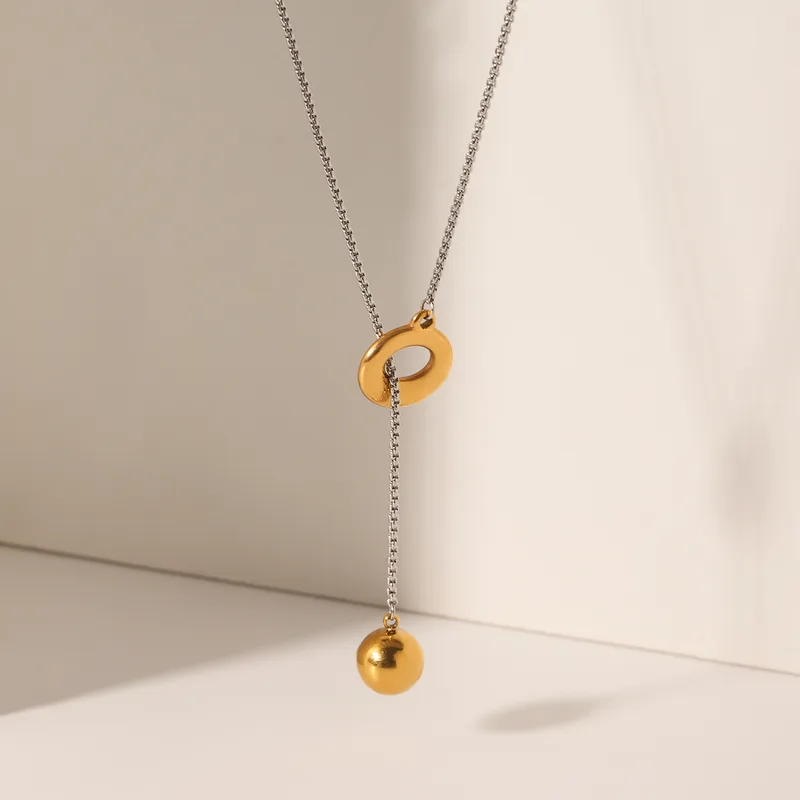 Δίχρωμο Κολιέ Τύπου Lariat από Ανοξείδωτο Ατσάλι