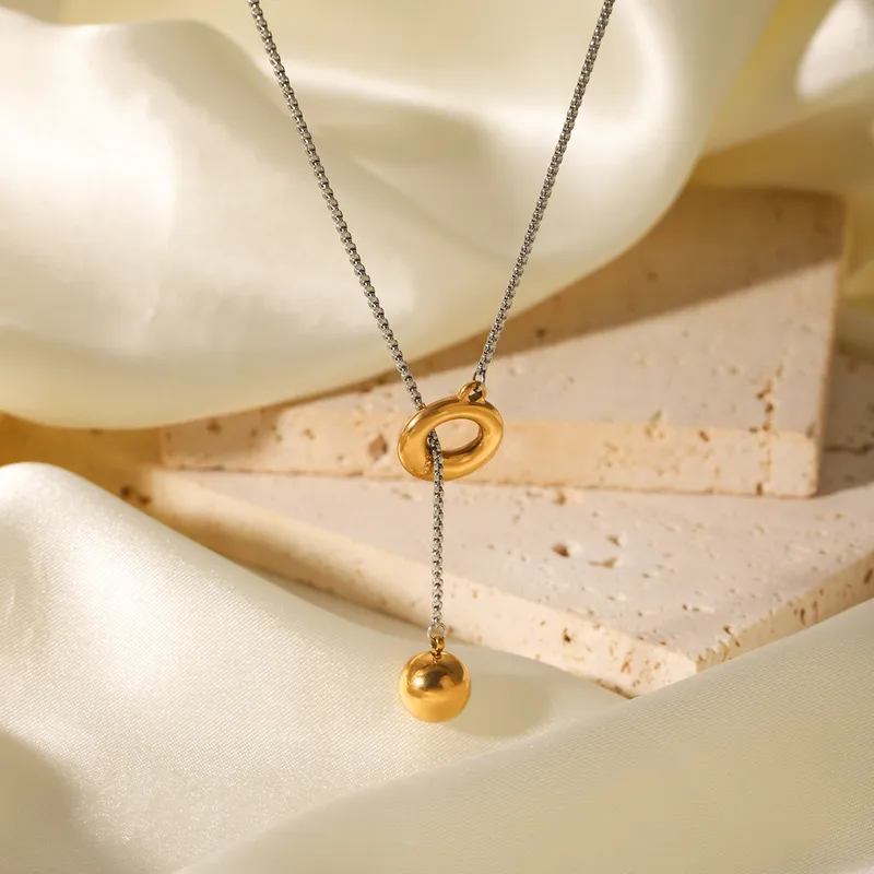 Δίχρωμο Κολιέ Τύπου Lariat από Ανοξείδωτο Ατσάλι