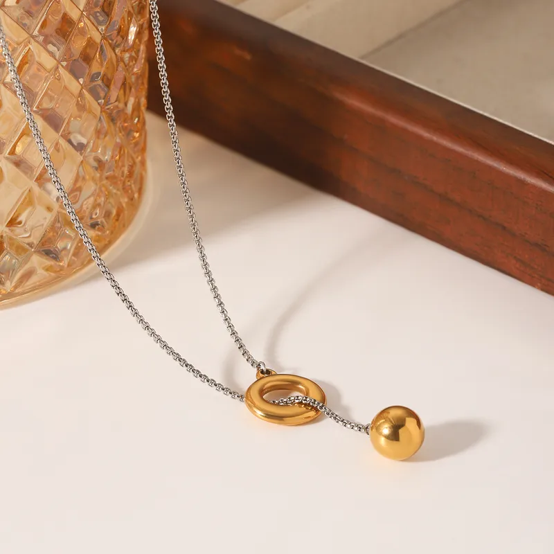 Δίχρωμο Κολιέ Τύπου Lariat από Ανοξείδωτο Ατσάλι