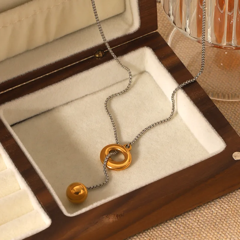 Δίχρωμο Κολιέ Τύπου Lariat από Ανοξείδωτο Ατσάλι