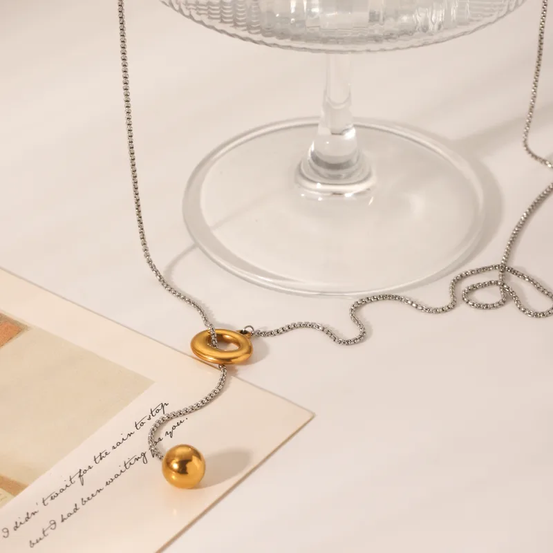 Δίχρωμο Κολιέ Τύπου Lariat από Ανοξείδωτο Ατσάλι