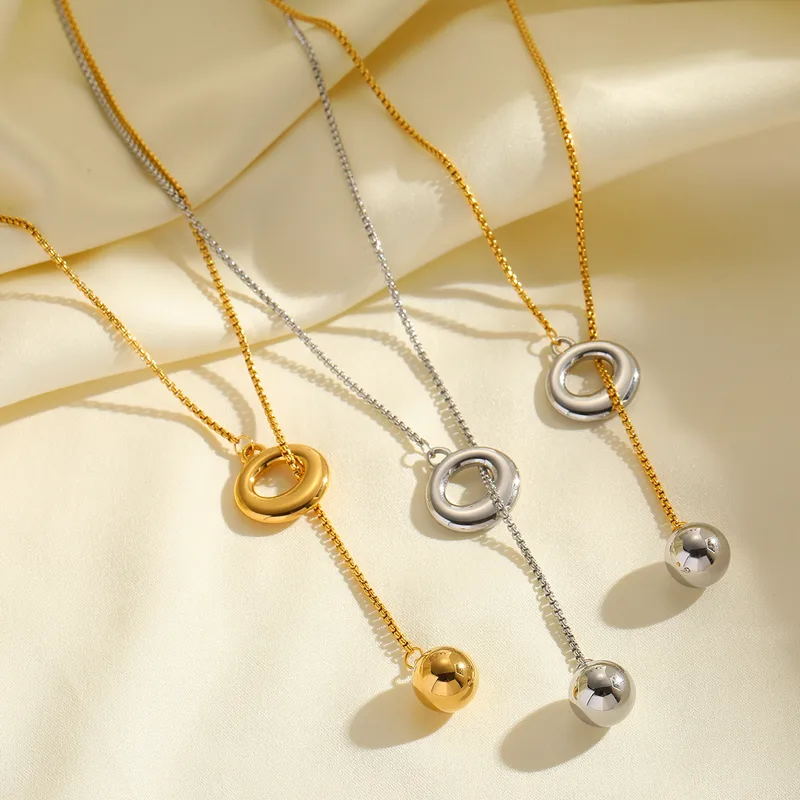 Δίχρωμο Κολιέ Τύπου Lariat από Ανοξείδωτο Ατσάλι