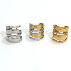 Ανοιχτό Δαχτυλίδι από Ανοξείδωτο Ατσάλι 304 με 18Κ PVD Επιχρύσωση