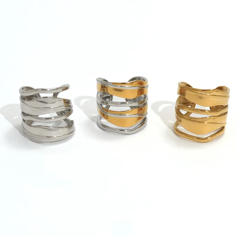 Ανοιχτό Δαχτυλίδι από Ανοξείδωτο Ατσάλι 304 με 18Κ PVD Επιχρύσωση