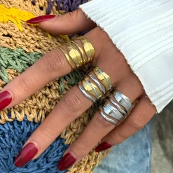 Ανοιχτό Δαχτυλίδι από Ανοξείδωτο Ατσάλι 304 με 18Κ PVD Επιχρύσωση