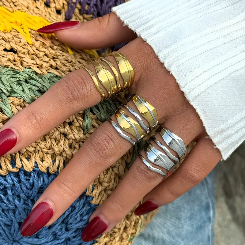 Ανοιχτό Δαχτυλίδι από Ανοξείδωτο Ατσάλι 304 με 18Κ PVD Επιχρύσωση