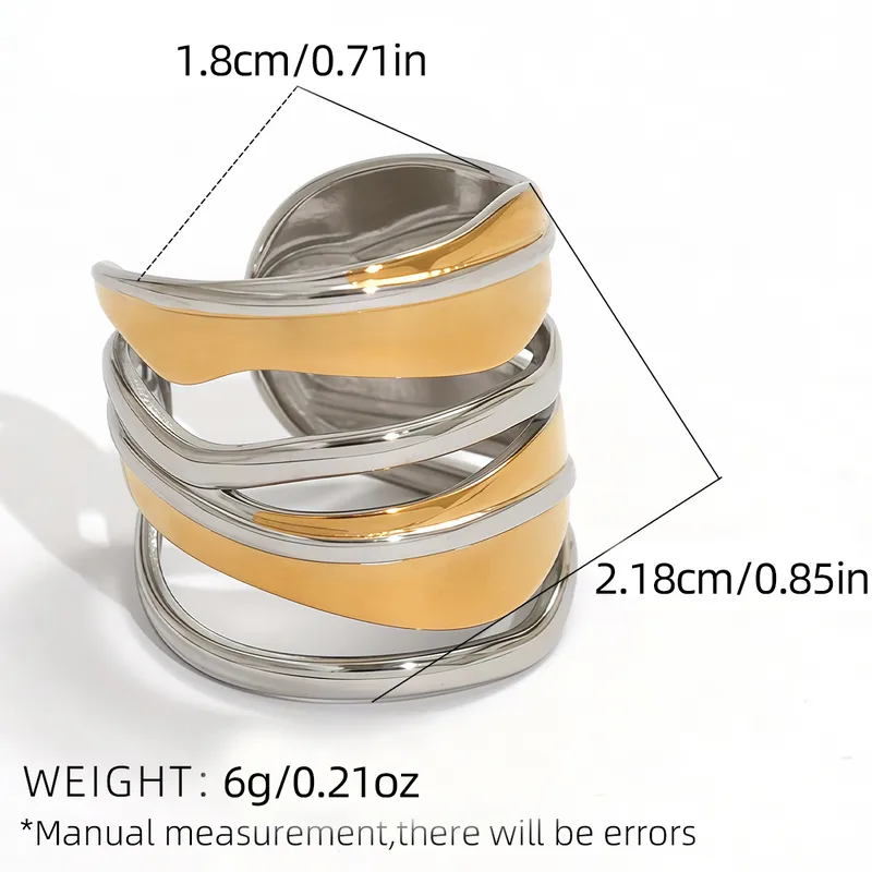 Ανοιχτό Δαχτυλίδι από Ανοξείδωτο Ατσάλι 304 με 18Κ PVD Επιχρύσωση