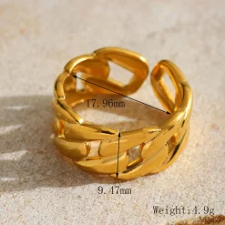 Ρυθμιζόμενο Δαχτυλίδι Αλυσίδα (Chain Ring) - 18Κ Επιχρυσωμένο 304 Ανοξείδωτο Ατσάλι