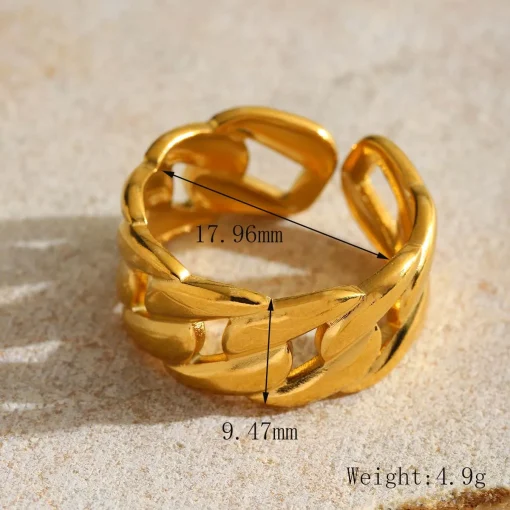 Ρυθμιζόμενο Δαχτυλίδι Αλυσίδα (Chain Ring) - 18Κ Επιχρυσωμένο 304 Ανοξείδωτο Ατσάλι