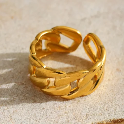 Ρυθμιζόμενο Δαχτυλίδι Αλυσίδα (Chain Ring) - 18Κ Επιχρυσωμένο 304 Ανοξείδωτο Ατσάλι