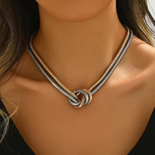 Κολιέ με Κόμπο και Δυο Χρώματα-Choker