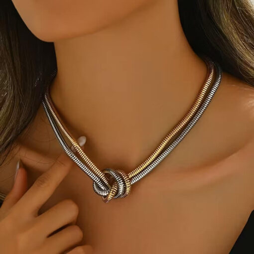 Κολιέ με Κόμπο και Δυο Χρώματα-Choker