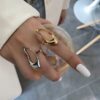 Εντυπωσιακό Δαχτυλίδι Γυναικείο Μεταλλικό Αφηρημένο Σχέδιο