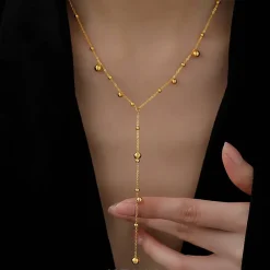 Κολιέ Τιτανίου με Επιχρύσωση 18K και Μπίλιες