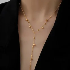 Κολιέ Τιτανίου με Επιχρύσωση 18K και Μπίλιες