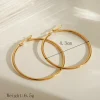 Πολυτελή Μεγάλα Χρυσοί Κρίκοι (Hoops) 4.3cm - 304 Ανοξείδωτο Ατσάλι, 18Κ Επιχρύσωση
