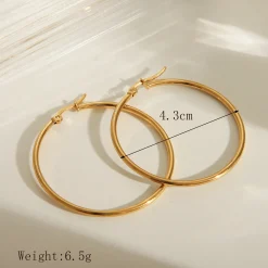 Πολυτελή Μεγάλα Χρυσοί Κρίκοι (Hoops) 4.3cm - 304 Ανοξείδωτο Ατσάλι, 18Κ Επιχρύσωση