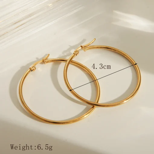 Πολυτελή Μεγάλα Χρυσοί Κρίκοι (Hoops) 4.3cm - 304 Ανοξείδωτο Ατσάλι, 18Κ Επιχρύσωση
