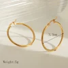 Πολυτελή Μεσαίοι Χρυσοί Κρίκοι (Hoops) 3.3cm - 304 Ανοξείδωτο Ατσάλι, 18Κ Επιχρύσωση