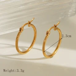 Πολυτελή Μικροί Χρυσοί Κρίκοι (Hoops) 2.3cm - 304 Ανοξείδωτο Ατσάλι, 18Κ Επιχρύσωση