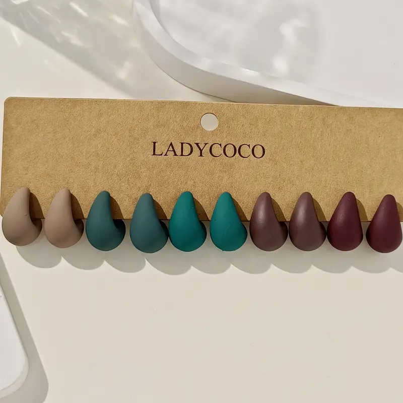 Σετ 5 Ζευγάρια Σκουλαρίκια Σταγόνα | Ματ Γήινα Χρώματα