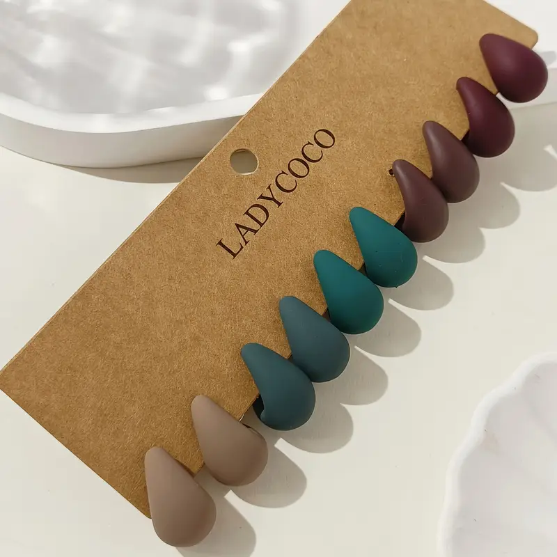 Σετ 5 Ζευγάρια Σκουλαρίκια Σταγόνα | Ματ Γήινα Χρώματα