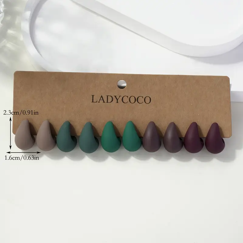 Σετ 5 Ζευγάρια Σκουλαρίκια Σταγόνα | Ματ Γήινα Χρώματα