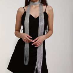 Φουλάρι Κολιέ με Κρόσσια και Μεταλλική Υφή - Choker Κασκόλ σε Ασημί, Χρυσό & Μαύρο | Glamour Βραδινό Αξεσουάρ