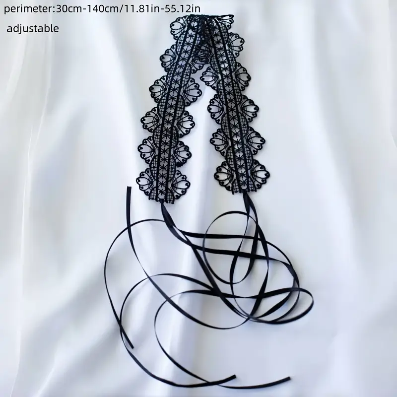 Δαντελένιο Choker Κολιέ με Κορδέλες | Ρυθμιζόμενο σε Μαύρο & Λευκό