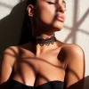 Δαντελένιο Choker Κολιέ με Κορδέλες | Ρυθμιζόμενο σε Μαύρο & Λευκό