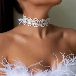 Δαντελένιο Choker Κολιέ με Κορδέλες | Ρυθμιζόμενο σε Μαύρο & Λευκό