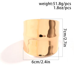 Μοντέρνο Φαρδύ Βραχιόλι Μανσέτα (Cuff Bracelet) με Σφυρήλατη Υφή - Statement Κόσμημα σε Χρυσό & Ασημί