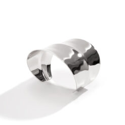 Μοντέρνο Φαρδύ Βραχιόλι Μανσέτα (Cuff Bracelet) με Σφυρήλατη Υφή - Statement Κόσμημα σε Χρυσό & Ασημί