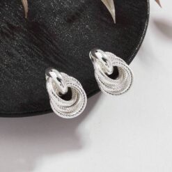 Statement Σκουλαρίκια Καρφωτά (Stud) με Πλεγμένους Κρίκους | Χρυσό & Ασημί