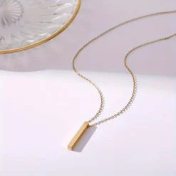 Κολιέ Μπάρα (Bar Necklace) από Ανοξείδωτο Ατσάλι σε 4 Χρώματα: Χρυσό, Ροζ Χρυσό, Ασημί & Μαύρο