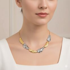 Statement Κολιέ Two-Tone | Ανοξείδωτο Ατσάλι 304 | Χρυσό 18Κ & Ασημί | Σφυρήλατα Γεωμετρικά Στοιχεία | Elegant & Αδιάβροχο